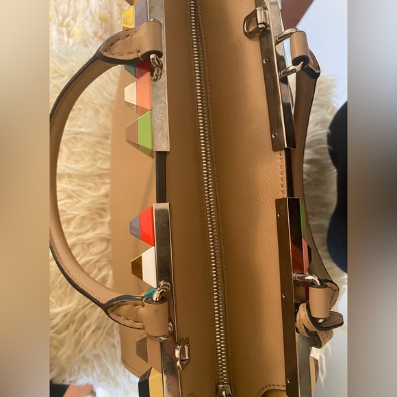 Fendi 3Jours Beige / Tan bag with colorful studs. - Picture 4 of 16